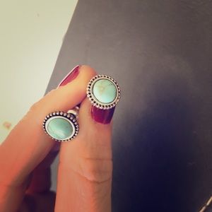 Turquoise Silver Cute Stud Earrings